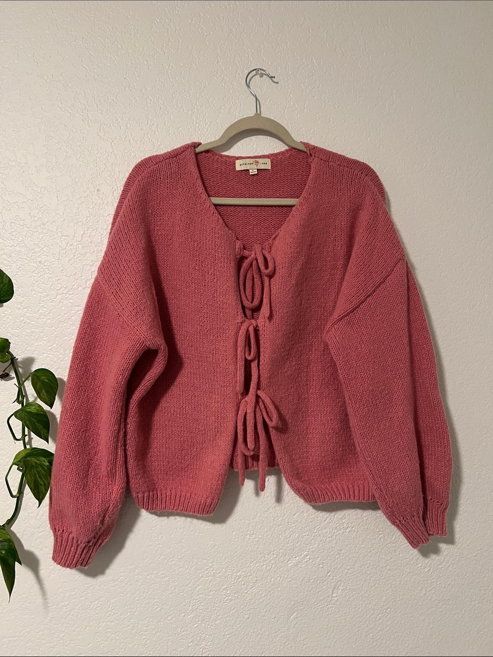 Cozy Pink Tie-Front Knit Sweater Cardigan - Women